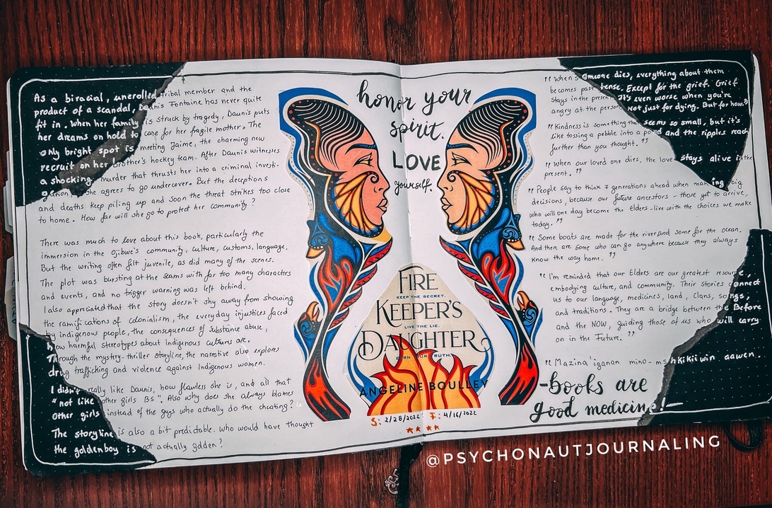 Firekeepers Daughter Reading Journal Spread