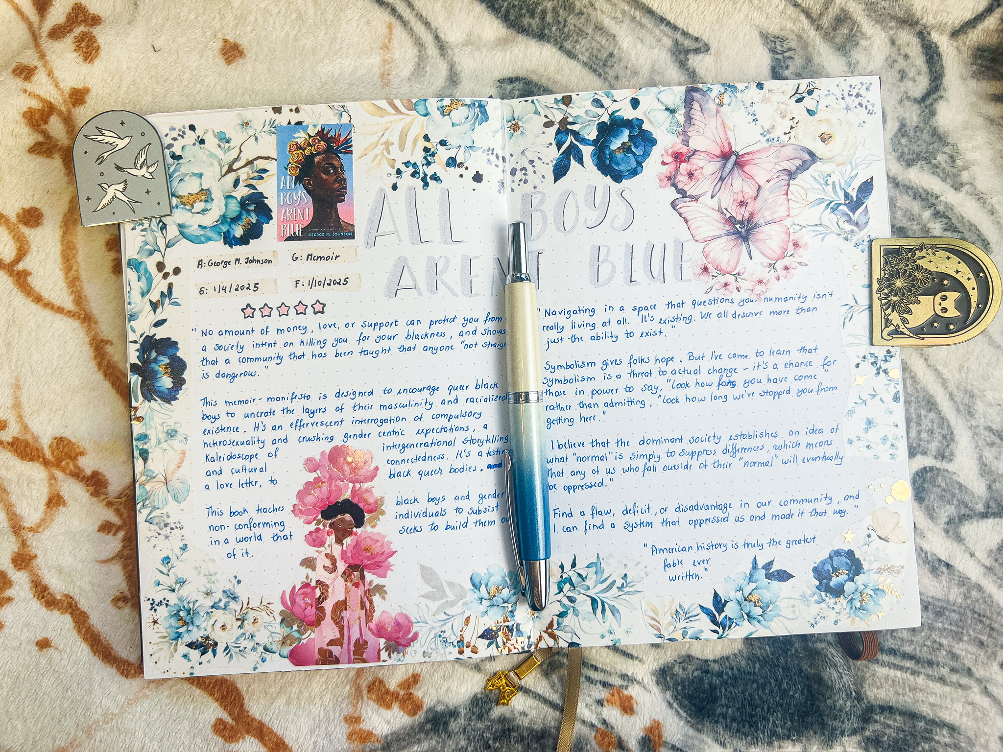 All boys aren't blue Reading Journal Spread